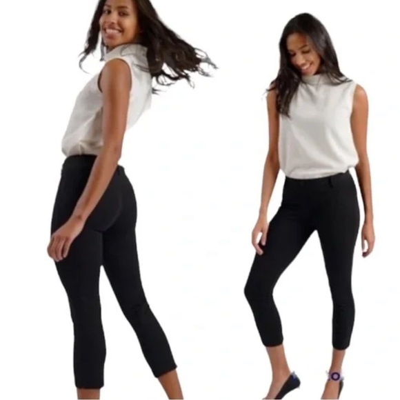 Betabrand Classic Dress Pant Crop Yoga Pants Medium Black L1 - Picture 1 of 7